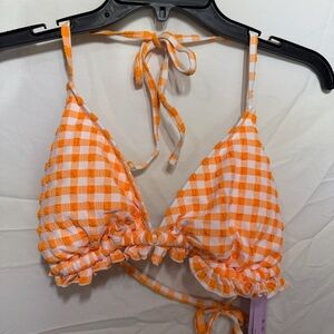 Wild Fable Orange and White Bikini Top